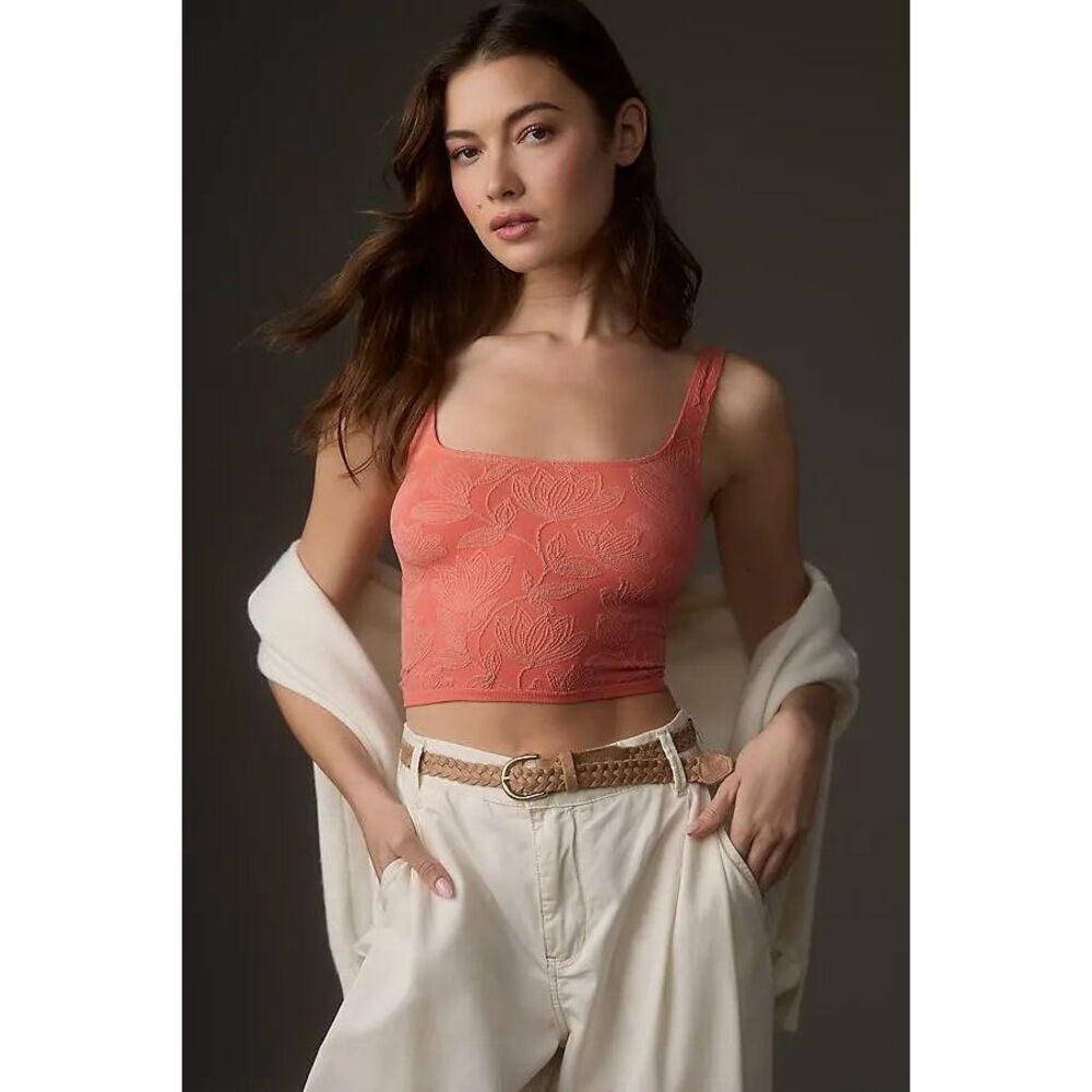 Anthropologie The Hannah Seamless Textured Tank Top Orange‎ Size Small/Medium